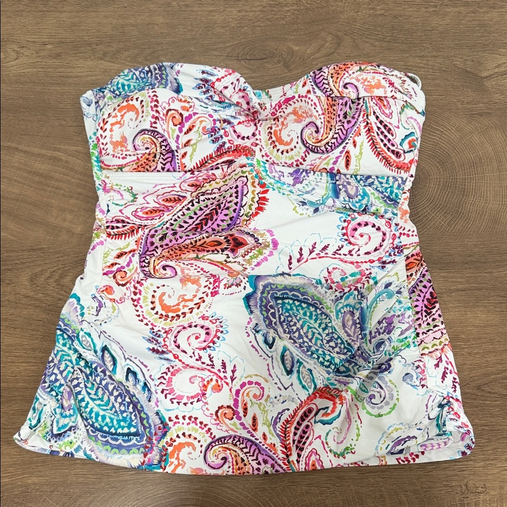 Ralph Lauren White Paisley Strapless Swim Camisole - Multicolor